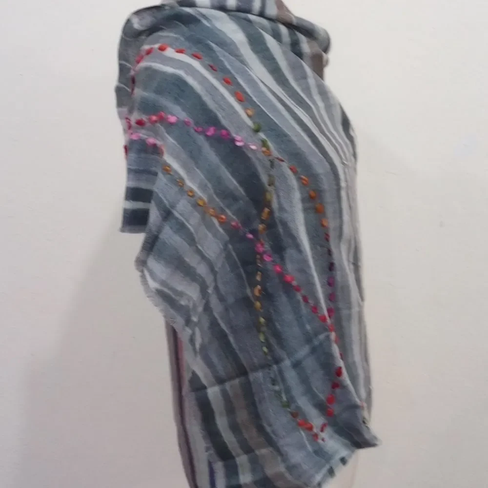 Tilo Lightweight Wool Striped Multi-Color Scarf/Shawl/Wrap, OS
